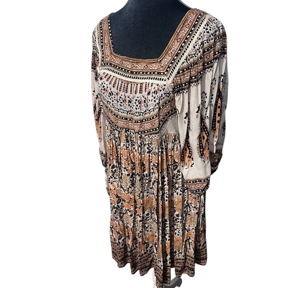 Free People Bohemian Print Dress - Black, White, Orange - Picture 4 of 9